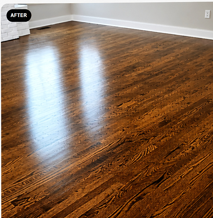 Durham hardwood flooring showing restored clarity after buffing