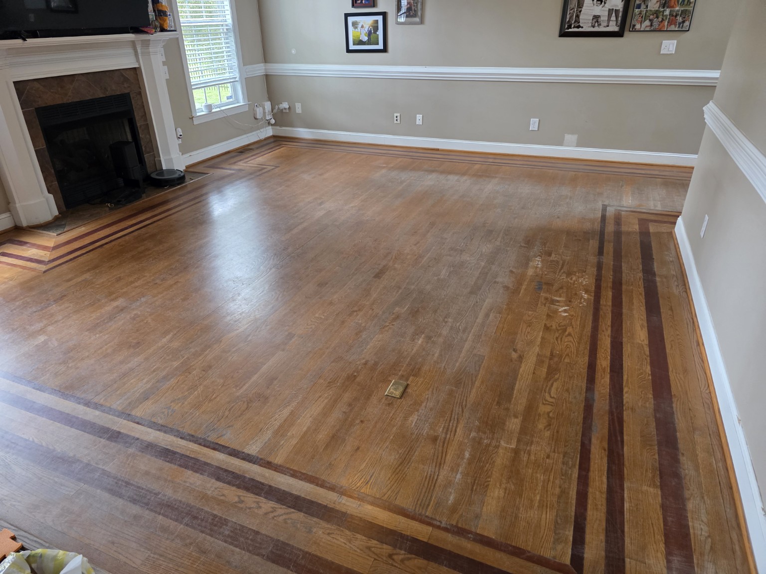Hardwood floor during preparation