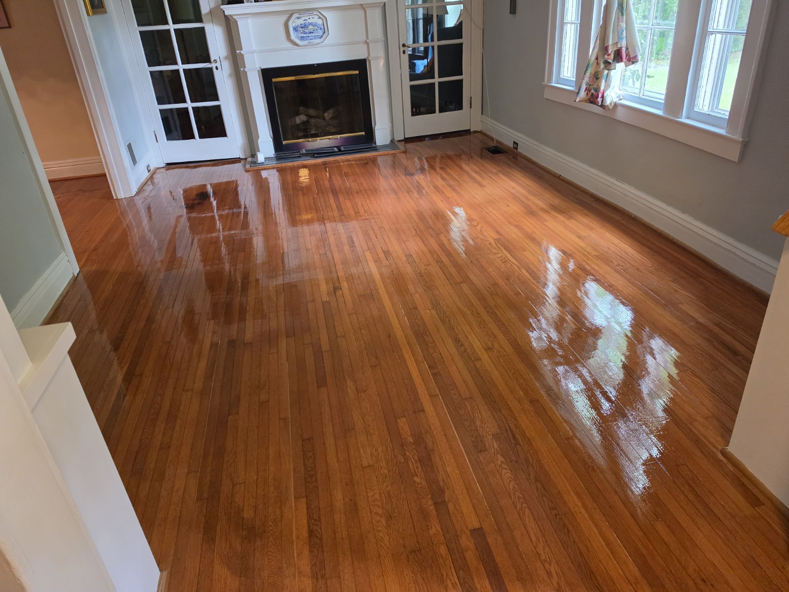 Completed hardwood living room