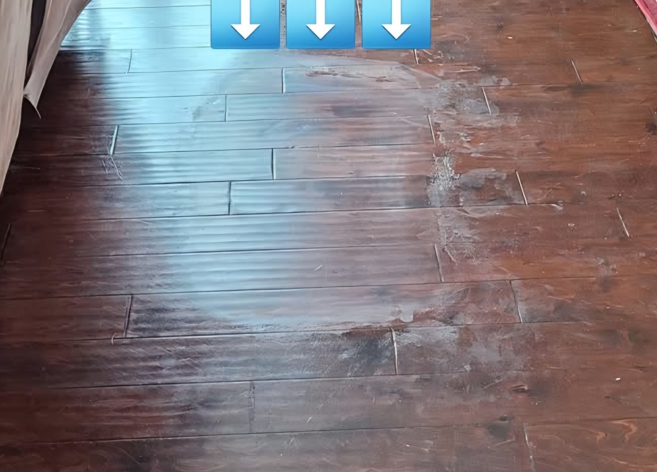 Original wax-removal test area with the graphic text and arrows cropped out